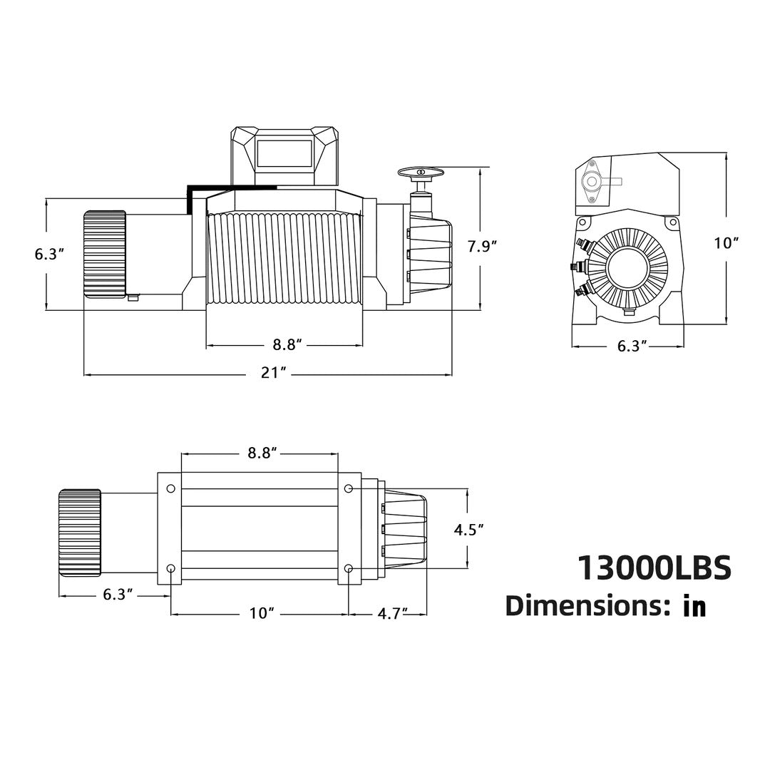 OPENROAD 13,000lbs Winch with Synthetic Rope and 2 Wireless Remotes -Panther Series 2S Plus