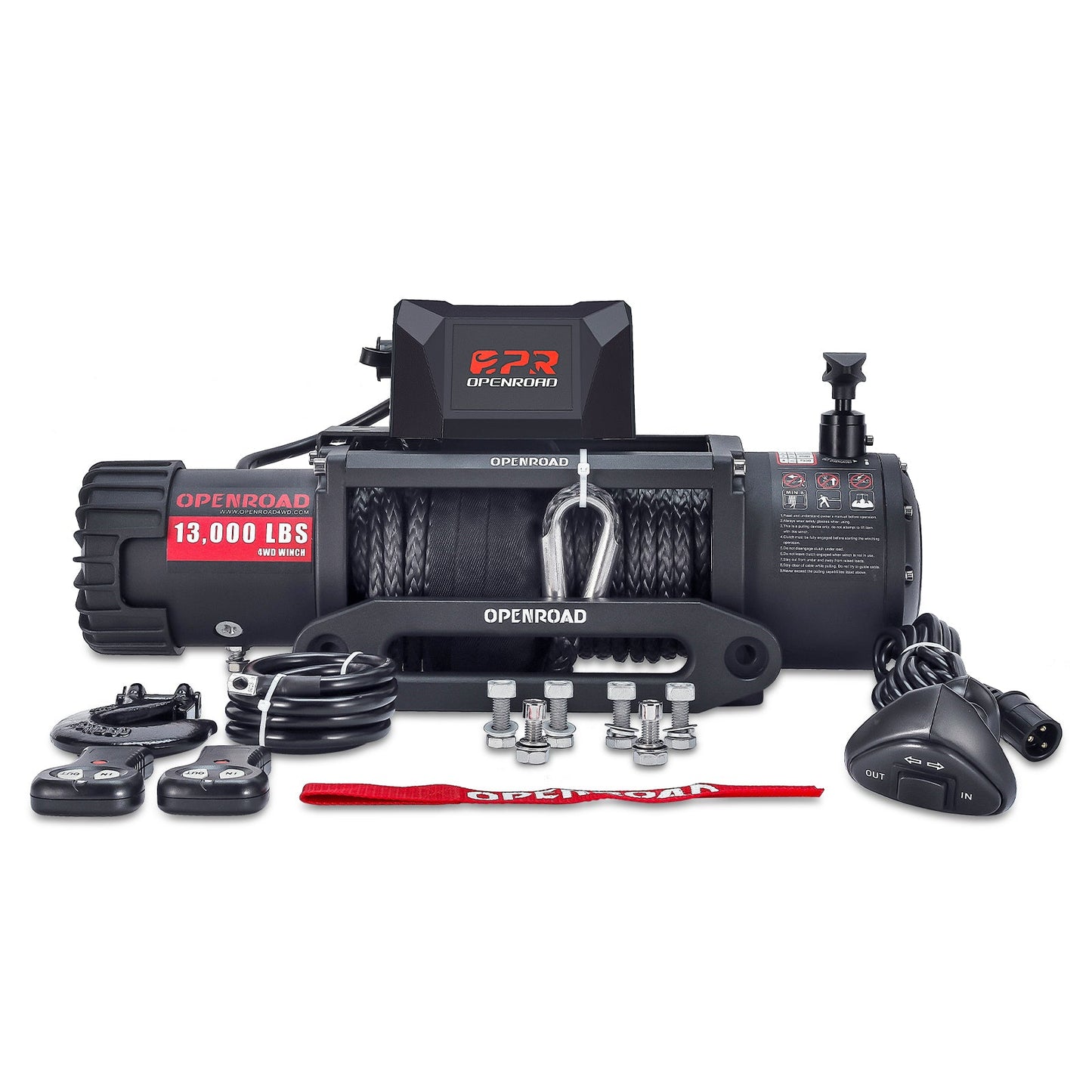 OPENROAD 13,000 lbs winch with synthetic rope and 2 wireless remote controllers - Panther Series 2S  openroad4wd.com   