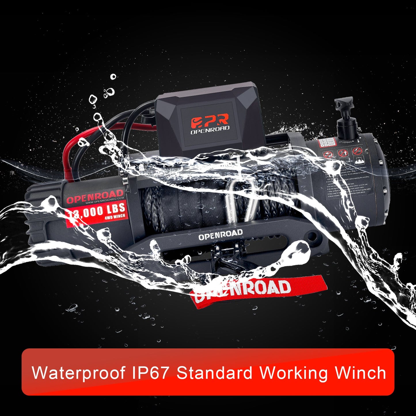 OPENROAD 13,000 lbs winch with synthetic rope and 2 wireless remote controllers - Panther Series 2S  openroad4wd.com   