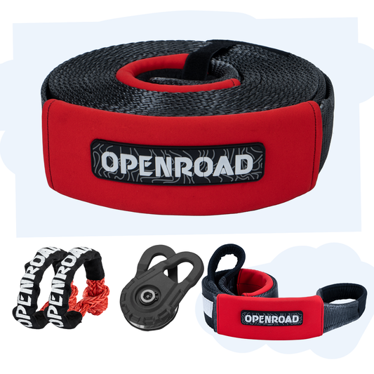 Tow Strap+Tree Saver Strap+Winch Pulley+Soft Shackle  openroad4wd.com   