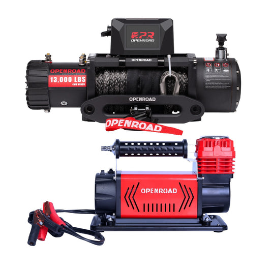 13000 lbs electric winch  + 5.65 CFM air compressor  openroad4wd.com   